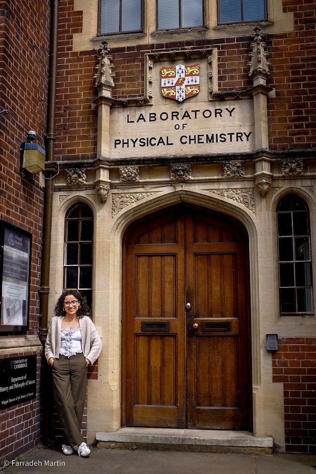 Portrait photo of Paulina Pimentel-Mora standing outside the HPS department building