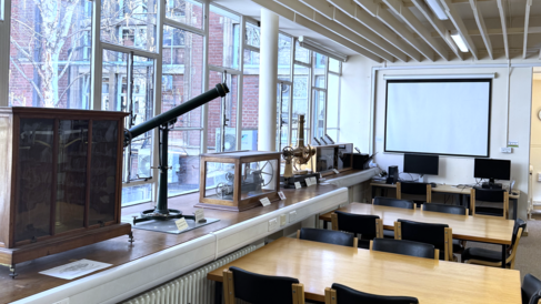 Row of desks in The Whipple Library