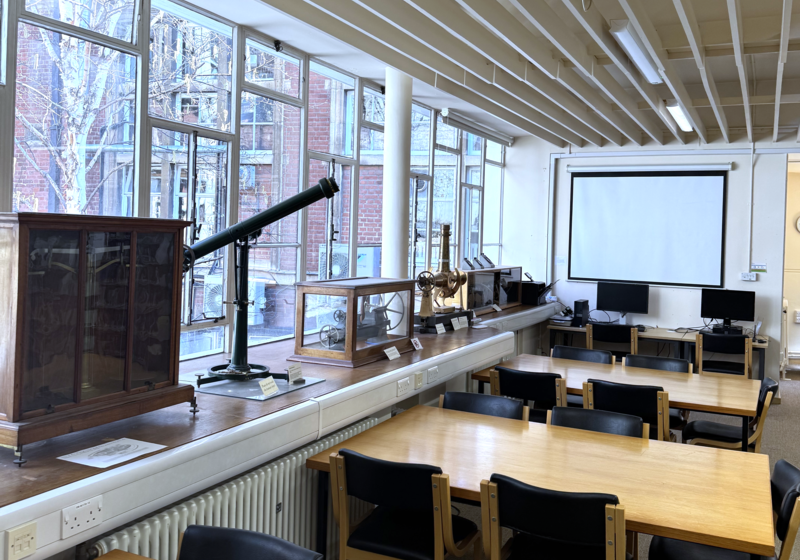 Row of desks in The Whipple Library